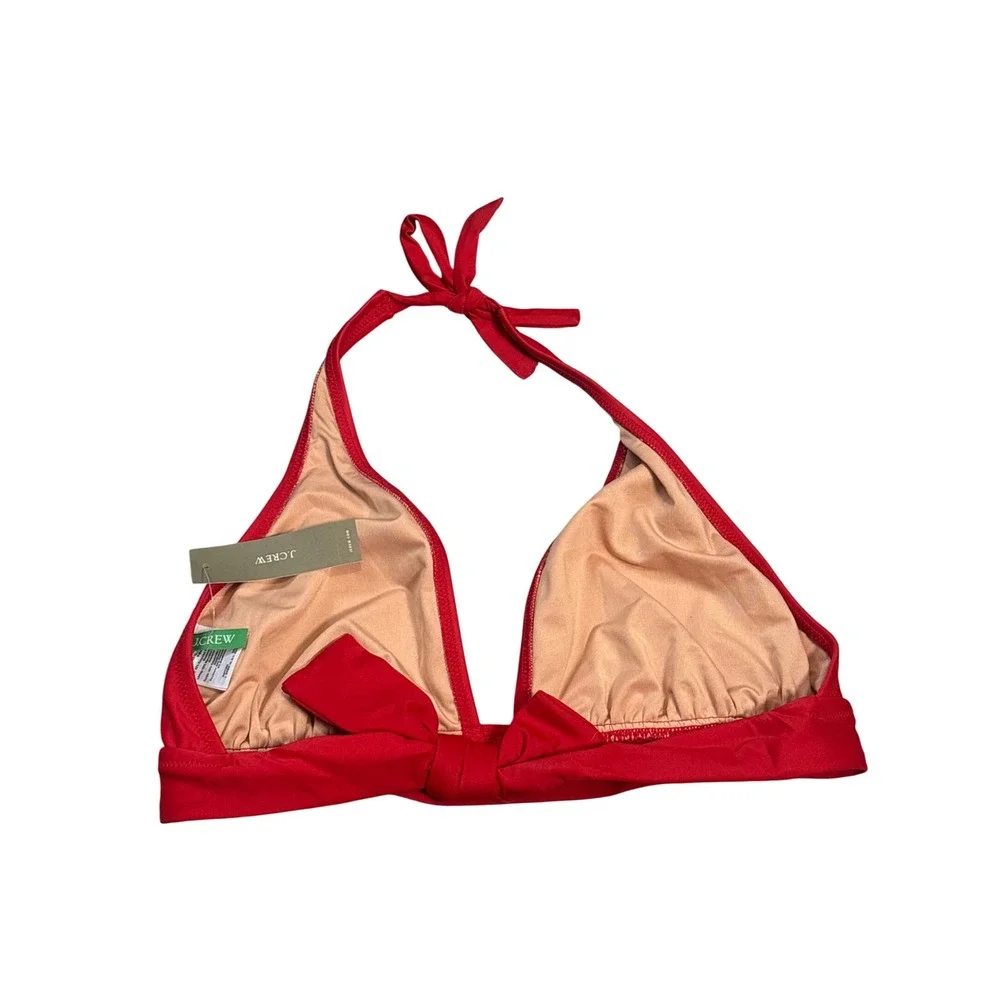 J. Crew Red Halter Bikini Top V Ruched Cups Size‎ Small - Picture 4 of 4